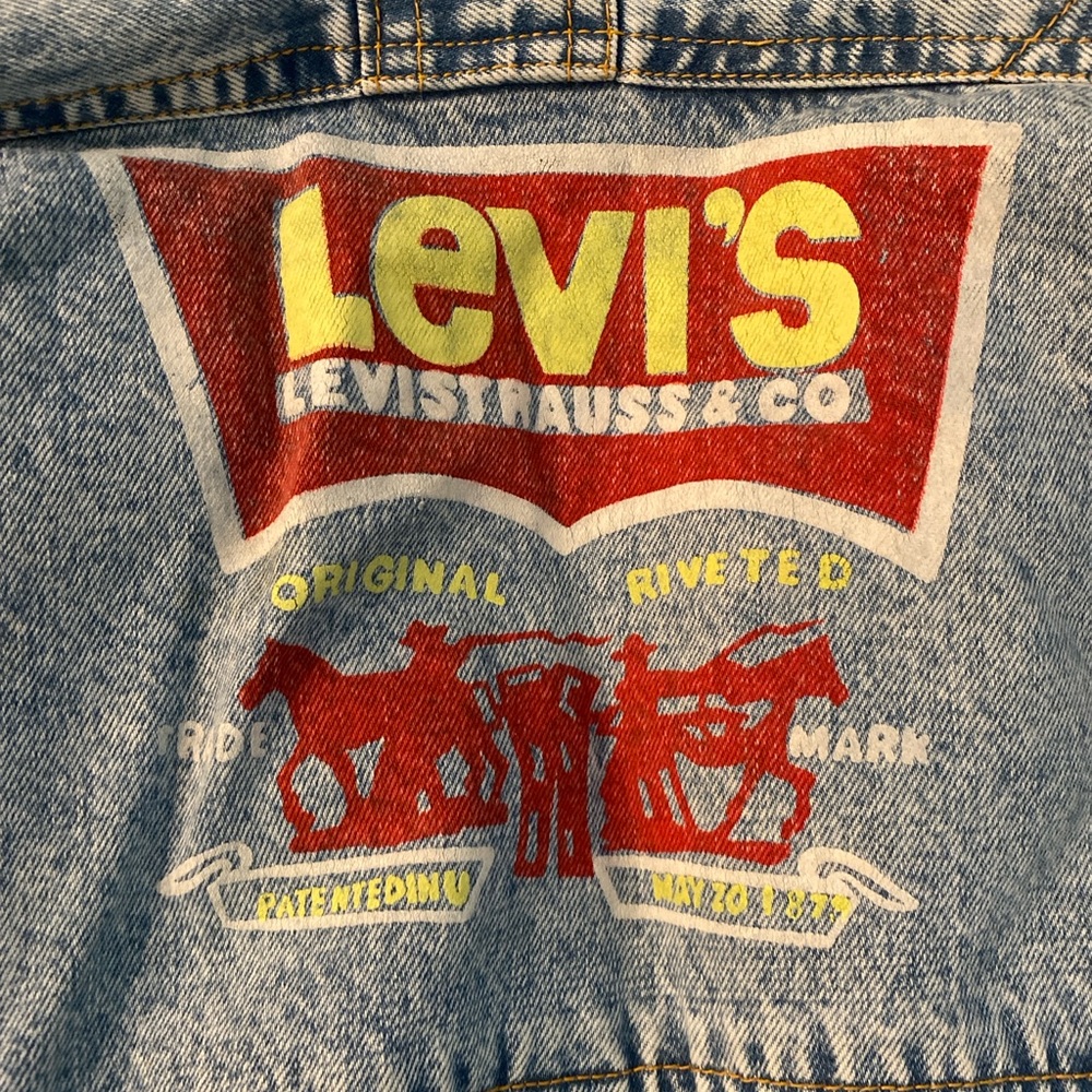 Levi's Vintage 80s denim sherpa jacket girls acid wash XL - Picture 7 of 7